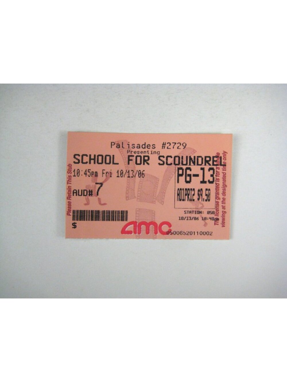 AMC Movie Ticket Stub School For Scoundrels October 13th 2006 Memorabilia